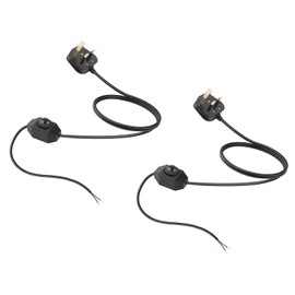 Glirowy 1.8m Black Dimmer Switch Cable, Compatible with Lamp & Heater, 0-100% Dimmable, 100W, 250V AC, 2 Packs