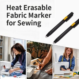 2pcs Heat Erasable Fabric Markers for Sewing with 20 Replacement Refills,Heat Erasable Tailors Chalk,Replaceable Refill Fabric Chalk,DIY Fabric Pens Sewing,Tailors Chalk Pencil,Chalk Pen,Fabric Pencil