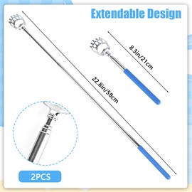 Oslynia 2 Pack Back Scratcher, Telescoping Extendable Bear Claws Back Scratcher for Men Women, Portable Stainless Steel Massage Tool with Rubber Handles for Fathers Day Gift Useful Gifts (Red, Blue)