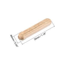 uxcell Wooden Dowel Pins 50pcs 6x30mm(1/4" x1-1/4) Fluted Beveled Ends Wood Dowel Pegs Kiln Dried Hardwood for Woodworking Furniture Shelf