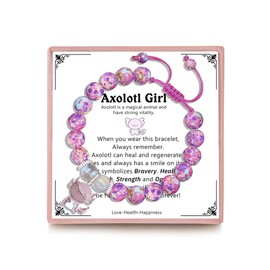 Axolotl Bracelets with Moonstone, Axolotl Gifts for Birthday Graduation (Colourful&Moonstone)