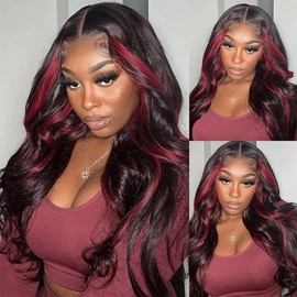 Ombre Bundles Fb99J Body Wave Human Hair Bundle P1B99J Highlight Hair Extensions Two Tone Black And Red 3 Bundles 30 32 34 Inch 99J Burgundy Body Wave Bundle