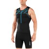 2XU Men's Active Triathlon Singlet, Black/Retro Dresden Blue, Small