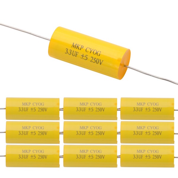 Cermant 10Pcs 3.3uF 250V Frequency Divider Capacitor, 5 Pcs Axial