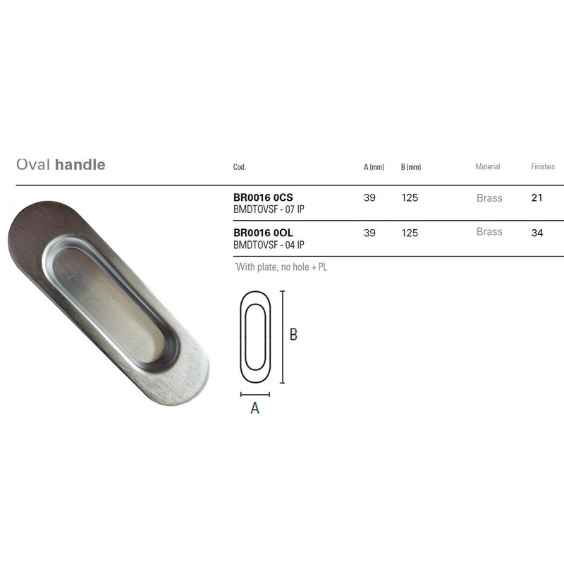 Universal Hardware Oval Pull Finger Recessed Door Handle Recessed Flush