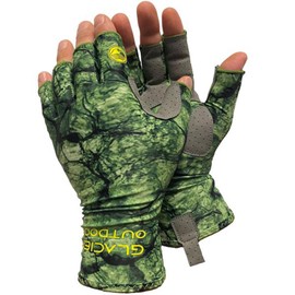 Glacier Glove Islamorada 50+ Sun Protection Durable Lightweight Breathable Quick-Dry Fingerless Outdoor Fishing Sun Glove, Gator Green, Large