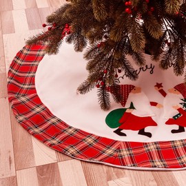 48 Inch Christmas Tree Skirt Decoration Xmas Large Tree Skirts Mat for Holiday Party Ornaments - 004