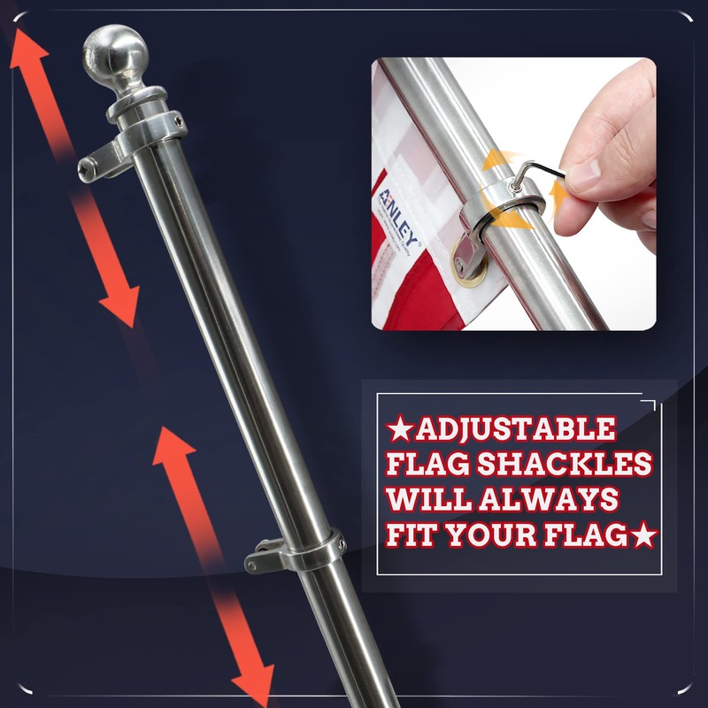 Anley Boat Flagpole Kit with Flag Pole and Mounting Base