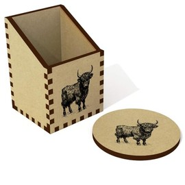 Azeeda ' Highland Cow Standing' Desk Tidy/Pencil Holder (DT00110051)