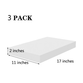AMZQNART Craft Foam Blocks, 2 in Thick 17x11" EPS Polystyrene Rectangle Foam Blocks Packs of 3 Pcs for Art Sculpting, Sculpture, Modeling, School and Home DIY.