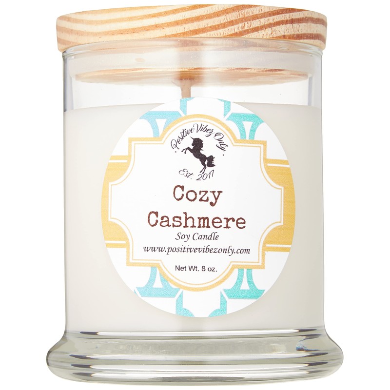 Positive Vibez Only Cozy Cashmere Scented Soy Candle, 8 Ounce