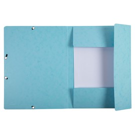 Exacompta - Ref 55528E - Pack of 5 Elastic folders - 3 Flap Pockets - in Glossy Card 400 g/m2 Aquarel - Size 24 x 32 cm for A4 documents - Pastel Blue