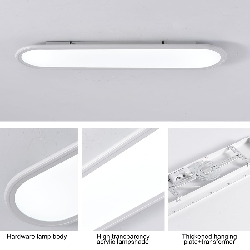 Ganeed 27.6 Inch LED Ceiling Light,Full Spectrum Linear Ceiling Lamps,6500K