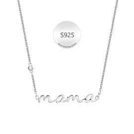 VNOX Mother's Day Gift Mum Gift Chain 925 Sterling Silver Mum Pendant Necklace Letter Chains for Mother's Day Christmas Gifts for Mum, Sterling Silver