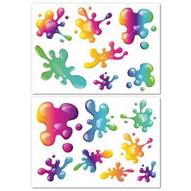 Car Sticker Paint Splashes in Rainbow Colours - Sticker Set Digital Print with UV Protection Laminate for Bicycle Car Truck Motorcycle Moped Hippie Design Weatherproof - kfz_756