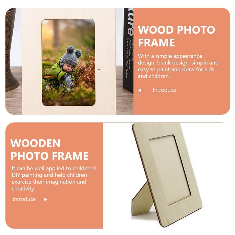 ibasenice Diy Wooden Photo Frame 20 Pcs Kid Crafts Blank