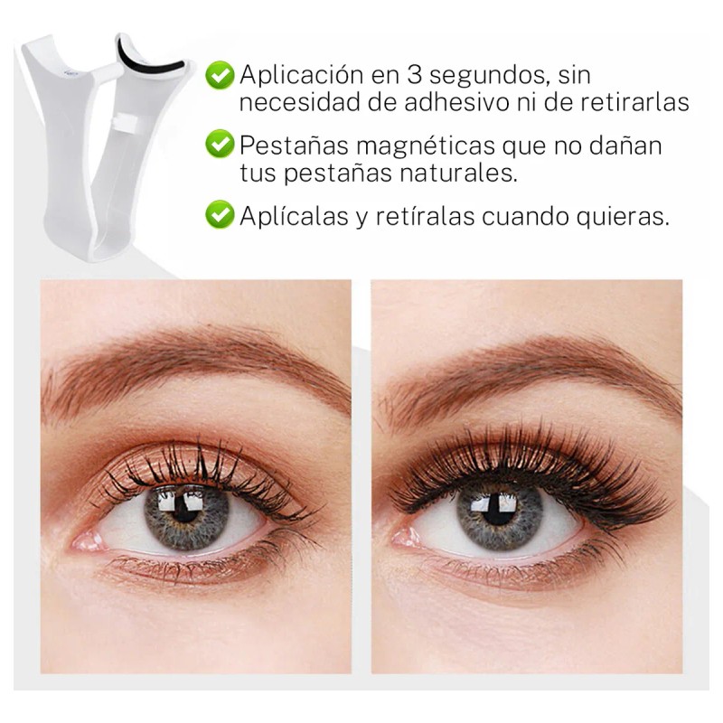 Kit De Pestañas Magnéticas Reutilizables Con Aplicador