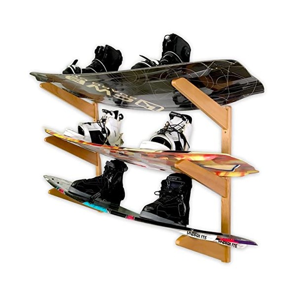 StoreYourBoard Timber Wakeboard Wall Rack, Wooden Storage Mount, Stylish Indoor