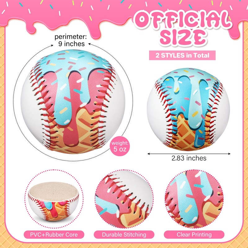 VercanMonth 2 Pack Baseball Ice Cream Drip, Practice Baseballs 9