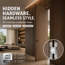 2-Piece 3D Adjustable Hidden Door Hinges, Concealed Cross Hinges for Interior Doors, Black/Silver, 40 kg/80 kg Load Options