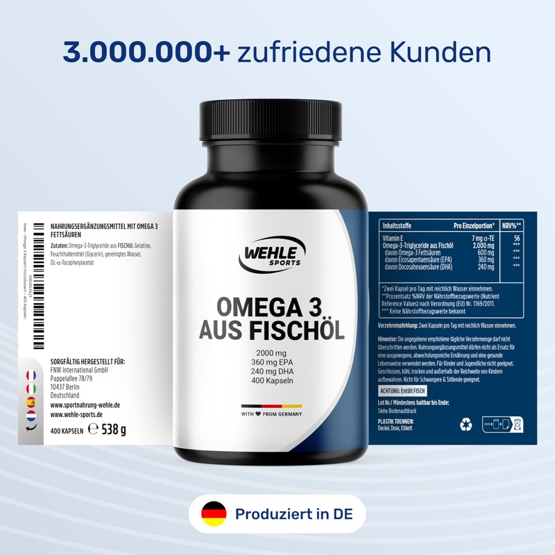 Omega 3 Capsules High Dose - 400 Capsules with 2000mg