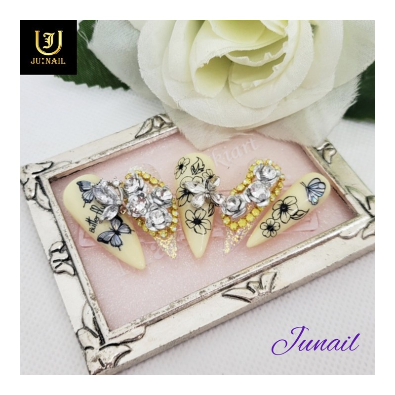 Summer Butterfly Handmade Nail Tips - Long Ballerina / 여름나비