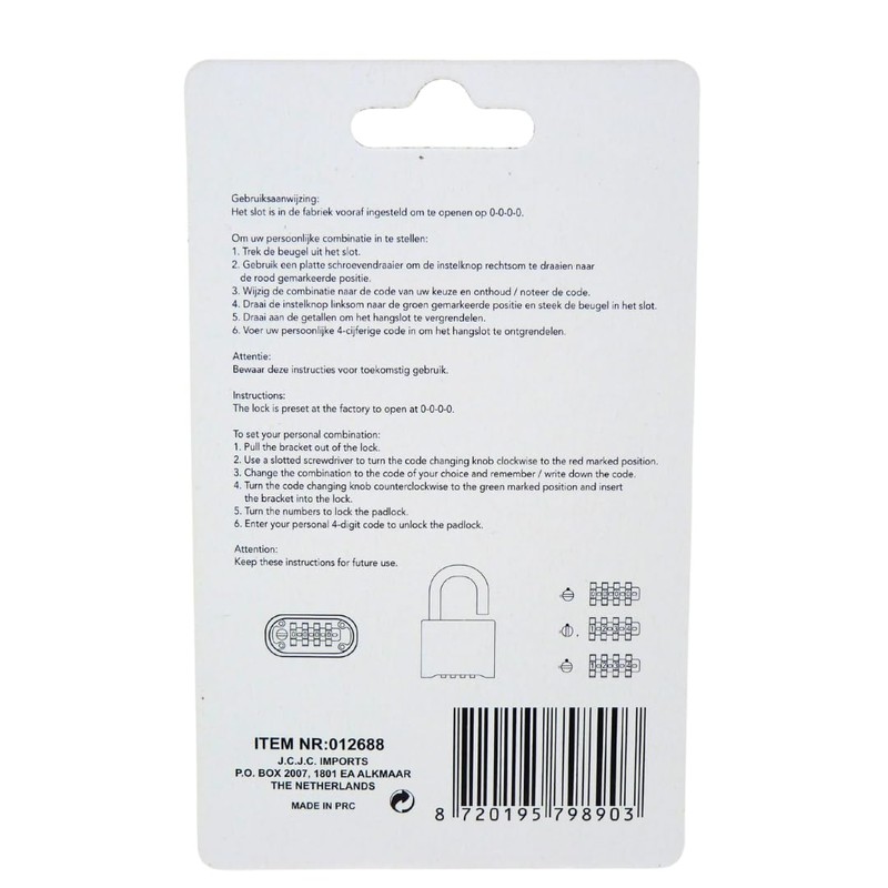 Combination Lock 50mm - Robust and Secure Combination Lock Ideal
