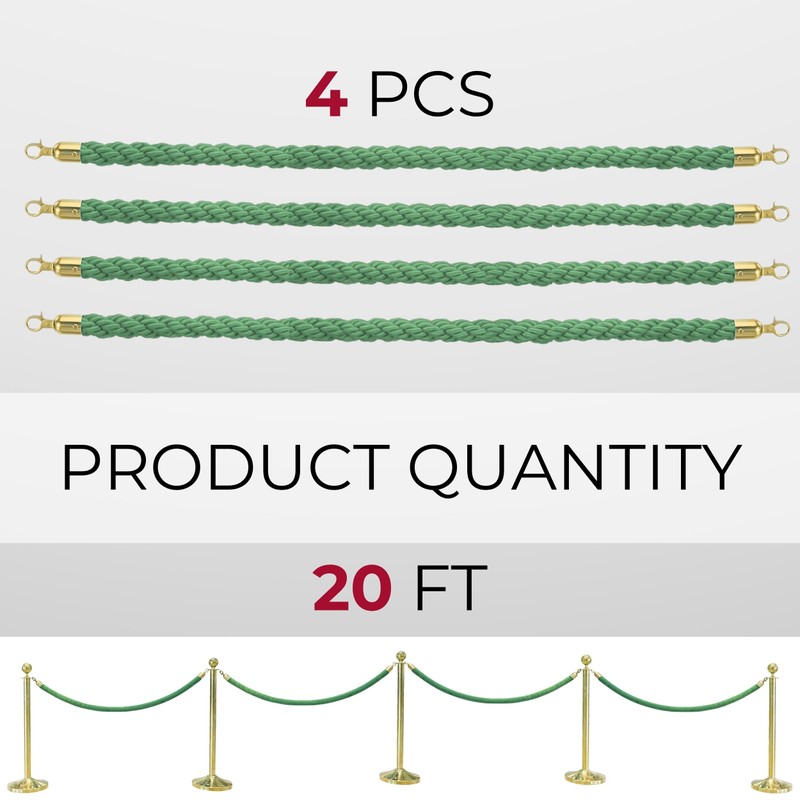 4PCS Braided Green Rope 5FT – String Twisted Barrier Cord