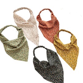 Headscarf Neckerchief 5 Pieces Triangle Bandana with Floral Print Elastic Bandana with Floral Print