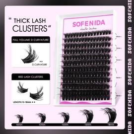SOFENIDA Lash Clusters Kit 80D Lash Clusters Kit 10-18mm Volume Eyelash Clusters D Curly Cluster Eyelash Extensions 3D Wispy Lashes Cluster DIY Lash Extension Kit(80D-10-18MIX Thick Kit)