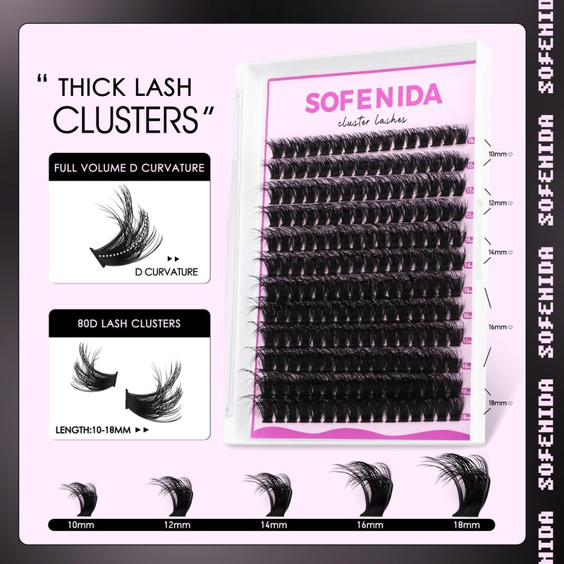 SOFENIDA Lash Clusters Kit 80D Lash Clusters Kit 10-18mm Volume