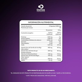 Suplementos Domos - Resveratrol + Nadh + Semilla De Uva Roja - 120 Cápsulas