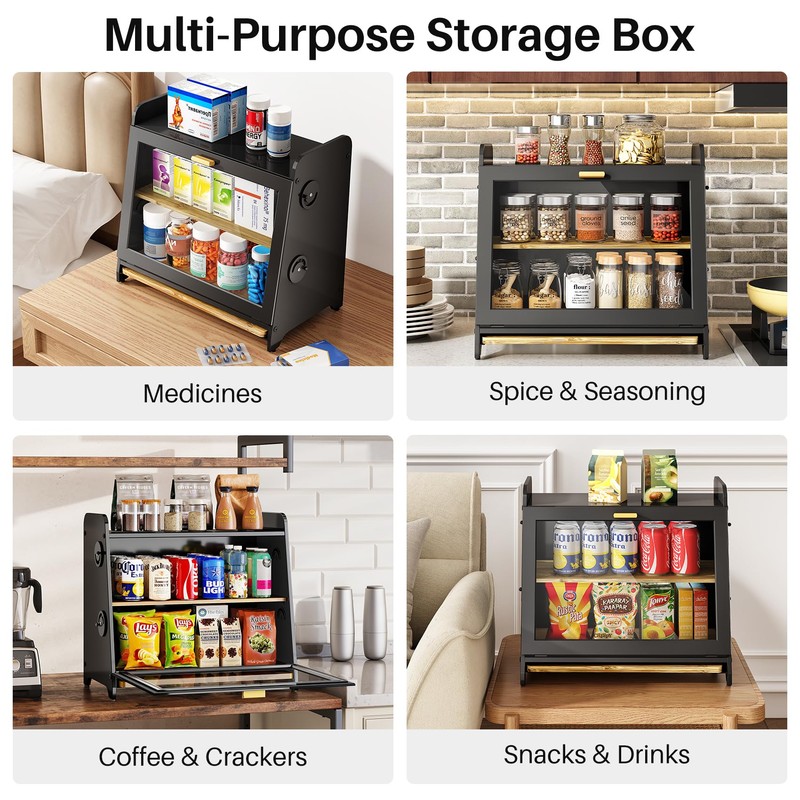 SNTD Bread Box for Kitchen Countertop, Airtight Homemade Bread Storage