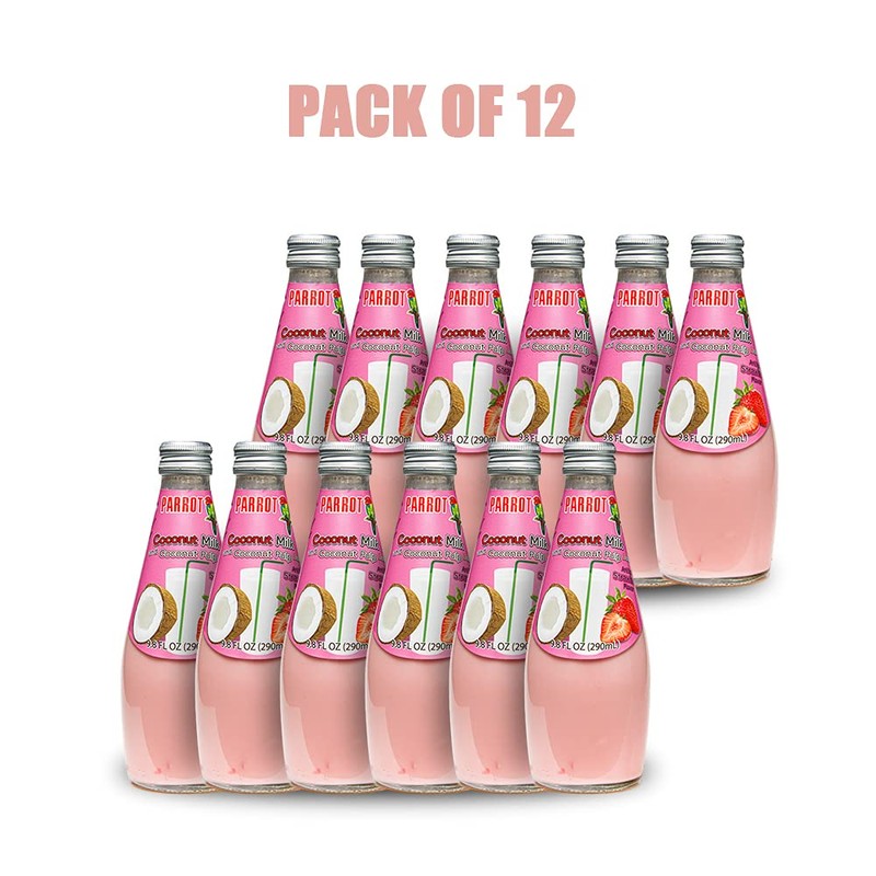 Parrot Coconut Milk Drink Strawberry with Pulp 290ml(Pack Of 12)