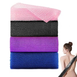 WNXBFO 4 Pcs African Net Sponge, African Wash Net, African Net, Net Sponge, 31.5 Inch Long Skin Smoother African Scrub Net Back Scrubbers For Use In Shower(Pink, Purple, Black, Blue)