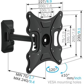 MOUNT MASSIVE TV Wall Mount for 19-40 inch TVs| MNT 104 | Swivels up to 120º (left/right) | Tiltable | TV wall mount | Universal compatibility