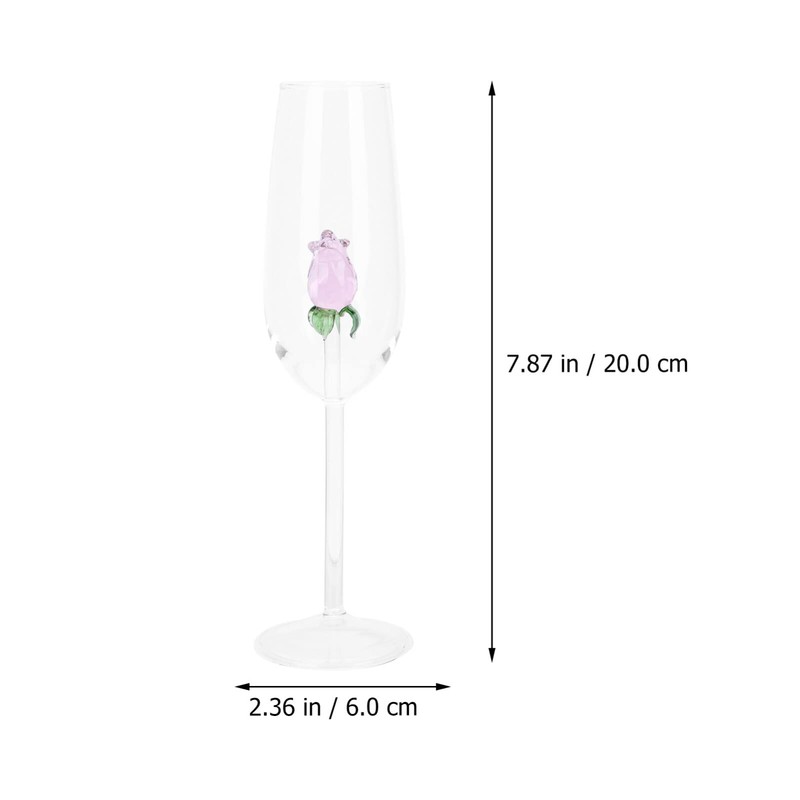 STOBAZA Rose Wine Glass with Rose Inside Wine Goblet Cocktail
