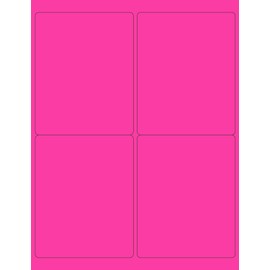 8-1/2 x 11" Neon Color High Light Fluorescent Labels for Laser & Inkjet Printer (Pink Fluorescent, 4 x 5" - 4 Per Page | 100 Labels)
