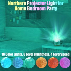 Northern Lights Lamp, 16 Color Northern Lights Ocean Wave Projector Light, Waveqube Lamp, Ocean Wave Ceiling Projector, Galaxy Projector Night Light for Bedroom