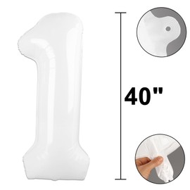 40 Inch Number Balloon White 1 Balloon Party Decorations 1 10 11 15 16 17 18 21 Giant Jumbo Foil Balloons 1 Balloon 1st Birthday Boy Girl for Birthday Party