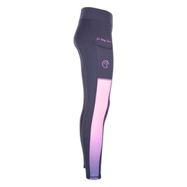 AK Rainbow Pull on High Waisted Breathable Horse Riding Tights/Leggings/Breeches with Full seat Silicon Grip AKRS 6058… (L, Navy/Pink)