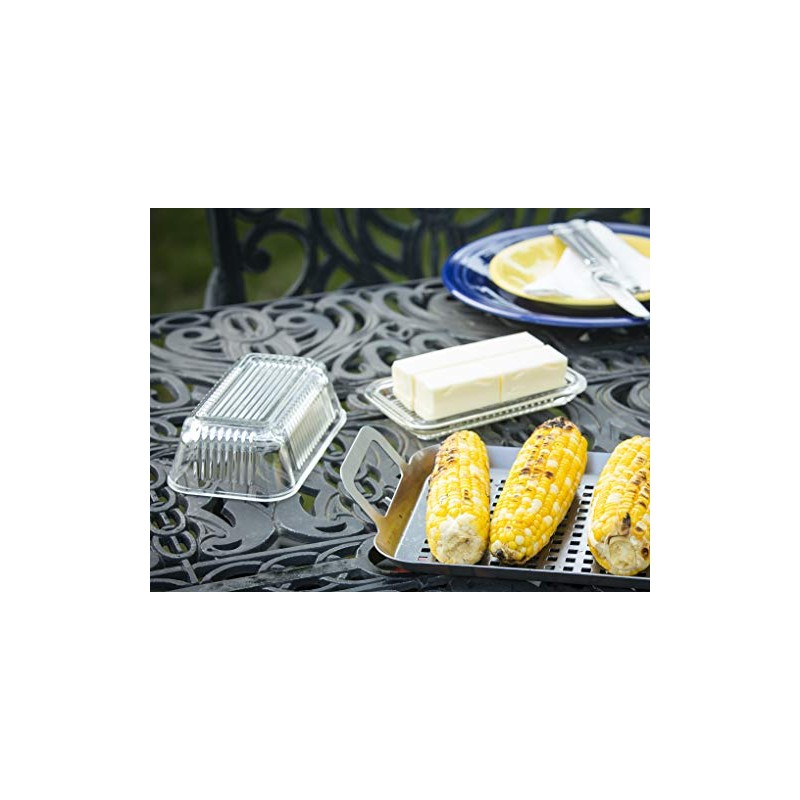 Tablecraft Ribbed Glass Butter Dish