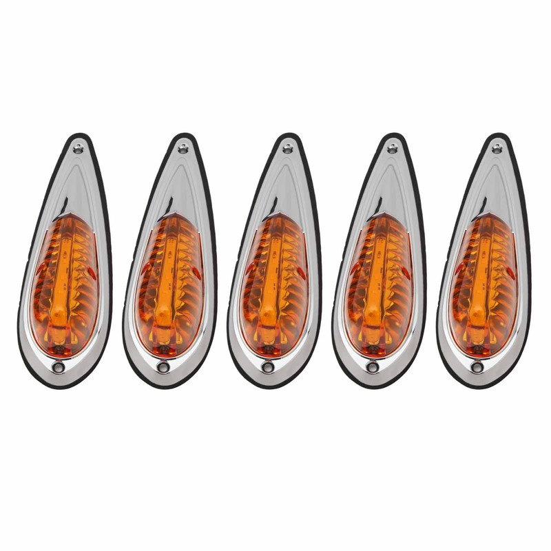 12V 24V 5 Pcs Amber Cab Roof Marker Lights Waterproof
