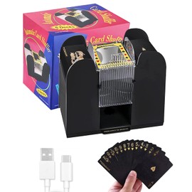 RHLISCE Automatic Card Shuffler 6 Decks, USB/Battery-Powered Electric Casino Card Shuffler, Playing Card Shuffler for UNO, Phase10, Texas Hold'em, Blackjack, Poker, Home Card Game, Party Club
