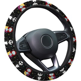 GENANY Funda de Volante Esqueleto de Halloween en Pareja, Funda de Volante Antideslizante de Neopreno, Fundas de Volante Transpirables, Accesorios Absorbentes de Sudor, Regalos de Auto de Navidad
