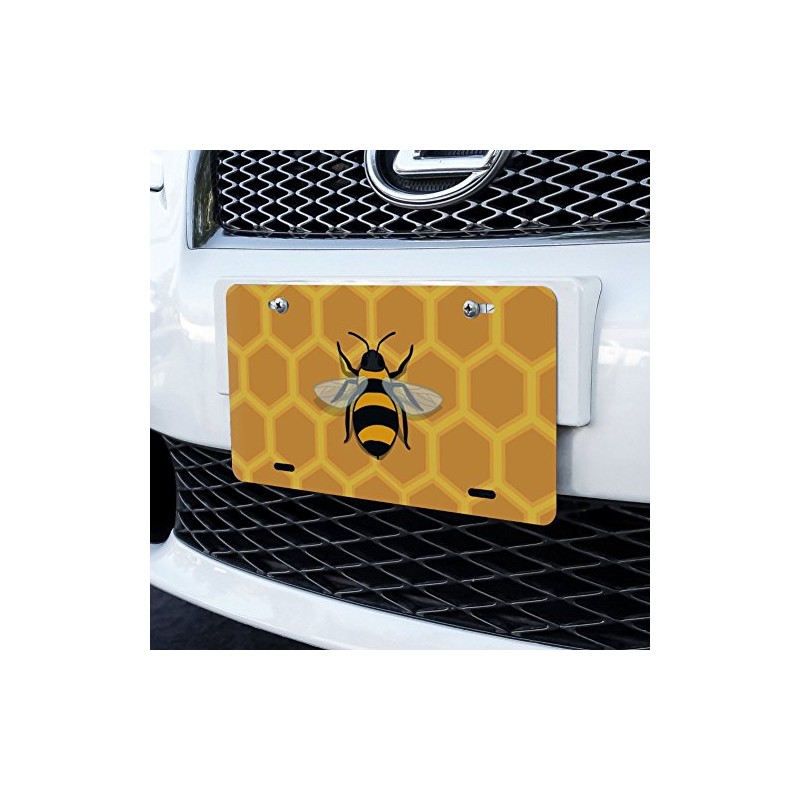 GRAPHICS & MORE Bee on Honeycomb Novelty Metal Vanity Tag