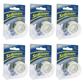 Sellotape Set of 6 Clever Dispensers with Six Rolls of Invisible Clear Sticky 18mm x 15m Tape …