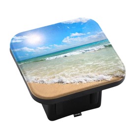 Swono Beach Tow Hitch Covers Paradise Sandy Beach Coast Ocean Waves Sturdy Rubber Hitch Cover 2 Inch Trailer Hitch Cover Plug Cap Insert for Most Trucks SUV RV and Cars
