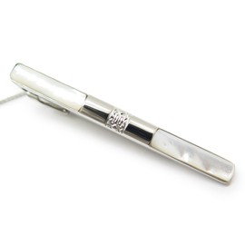 DAKS Emblem White Butterfly Tie Bar Tie Clip, Brass, No Gemstone