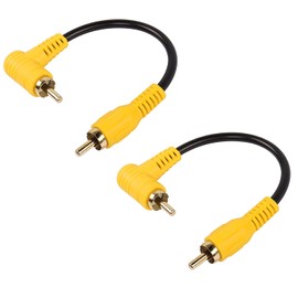 SinLoon Short RCA Cable, 2-Pack 90 Degree RCA Male to Male Stereo Audio Cable, Gold Plated, Compatible with Speaker, AMP, Turntable, Receiver, Home Theater (15cm Male to Male)